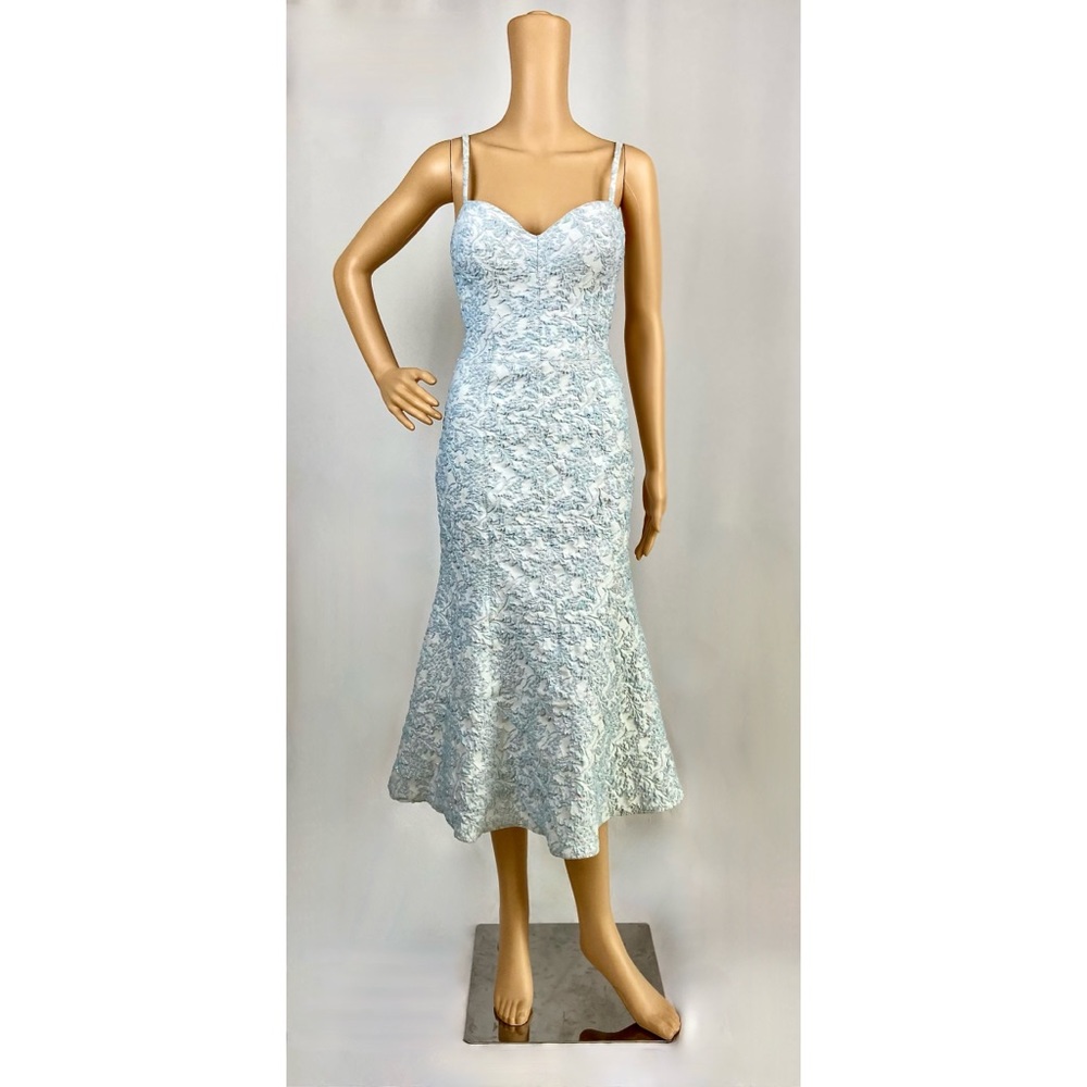 Blue midi spaghetti strap dress, size 12 - Betsy and Adam